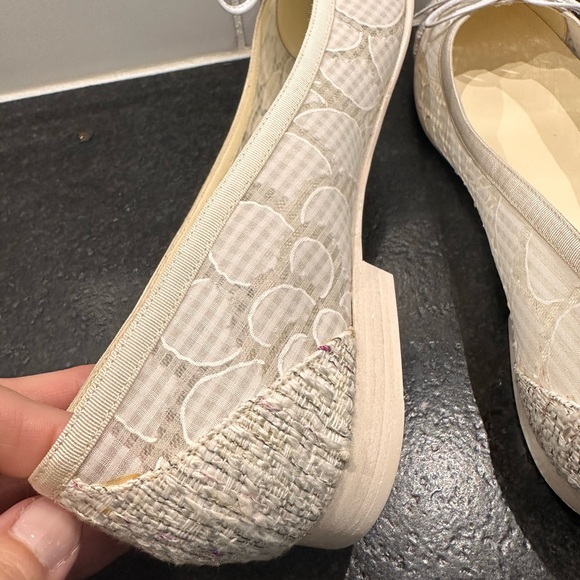 CHANEL CC Sheer Tweed Lamb Leather Cruise Spring Summer White Ballet Flats 38 - Picture 5 of 8